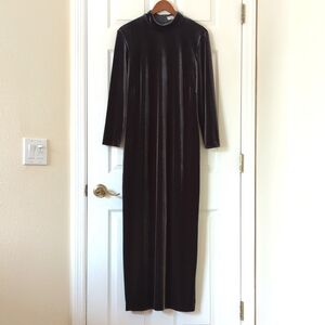 Andrea Polizzi for Rex Lester 90's Vintage Velvet Long Sleeve Maxi Dress Gray L